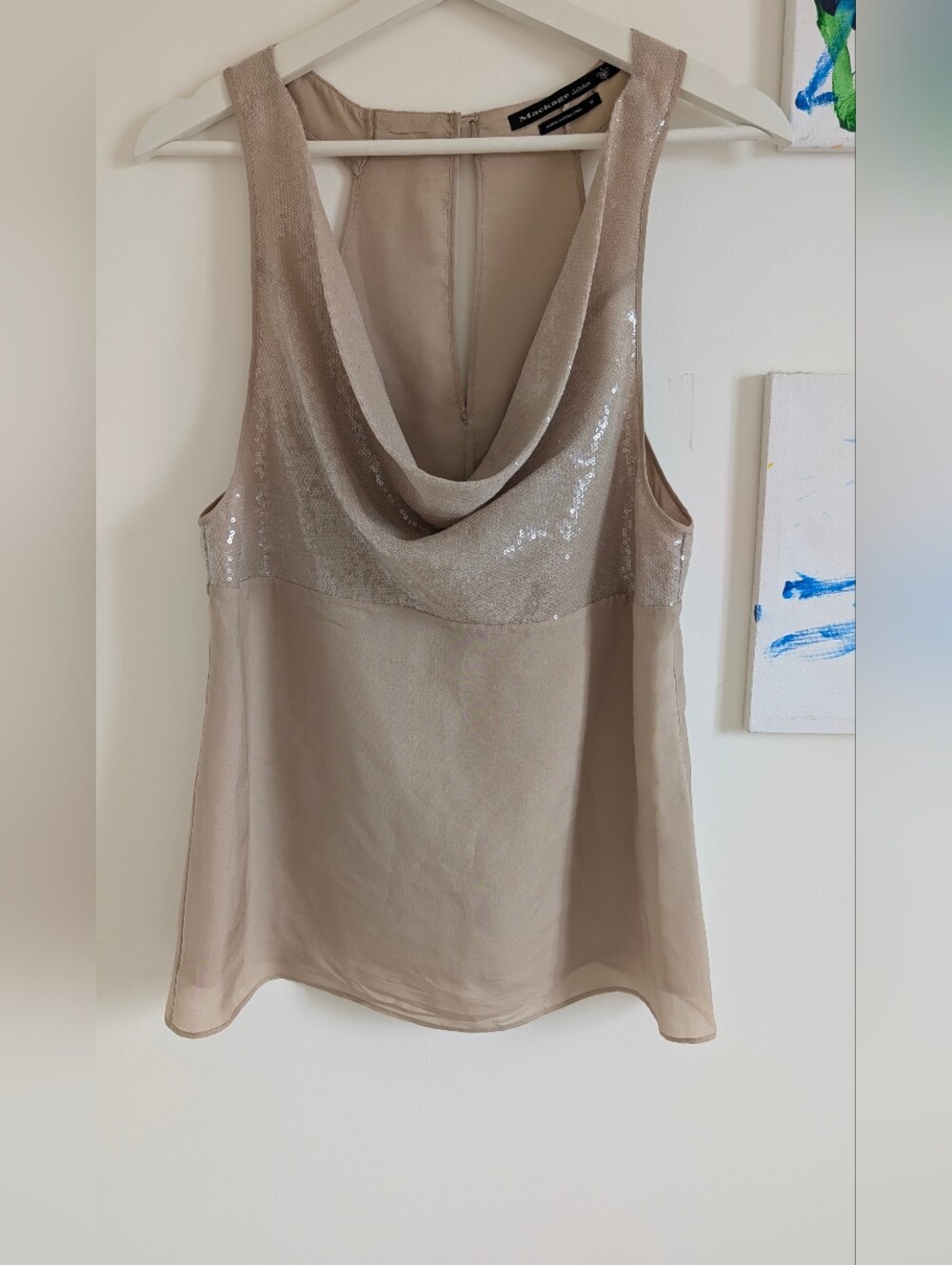 Mackage Silk Sequin Cowl Neck Camisole